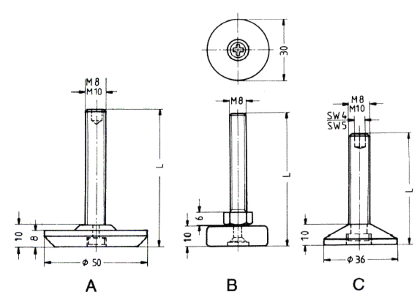 Height Adjuster Screws with Polyamide Plates