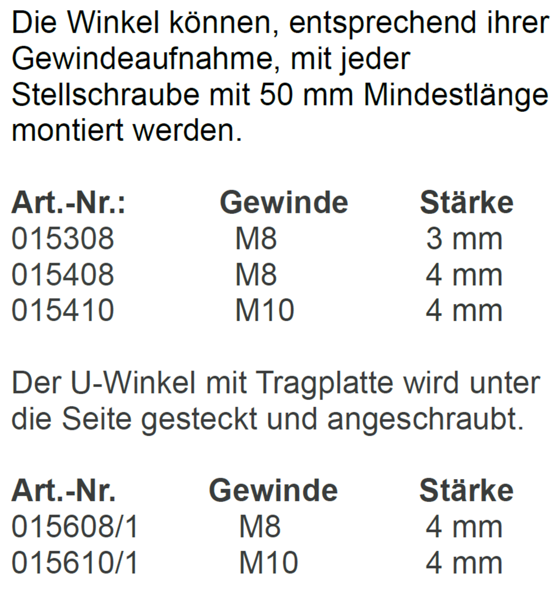 Höhenversteller-U-Winkel 